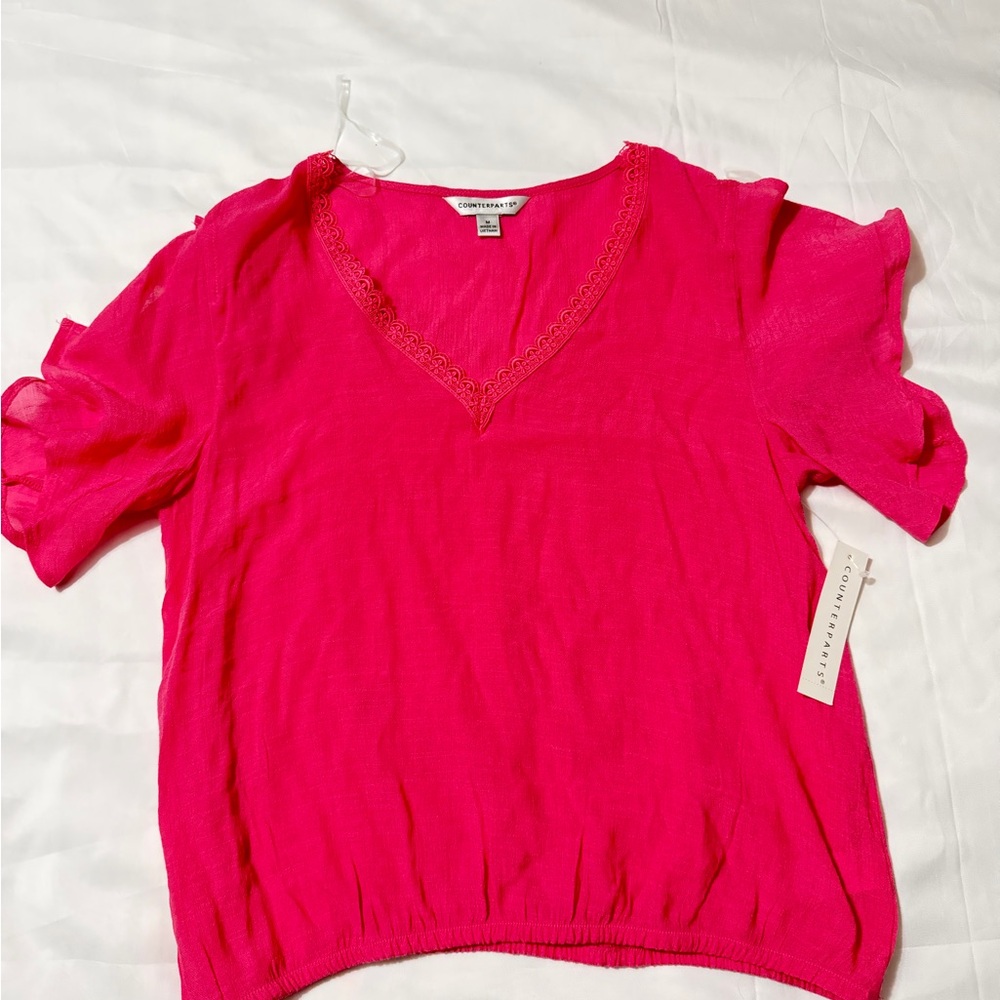 Counterparts Fuchsia V-Neck Blouse